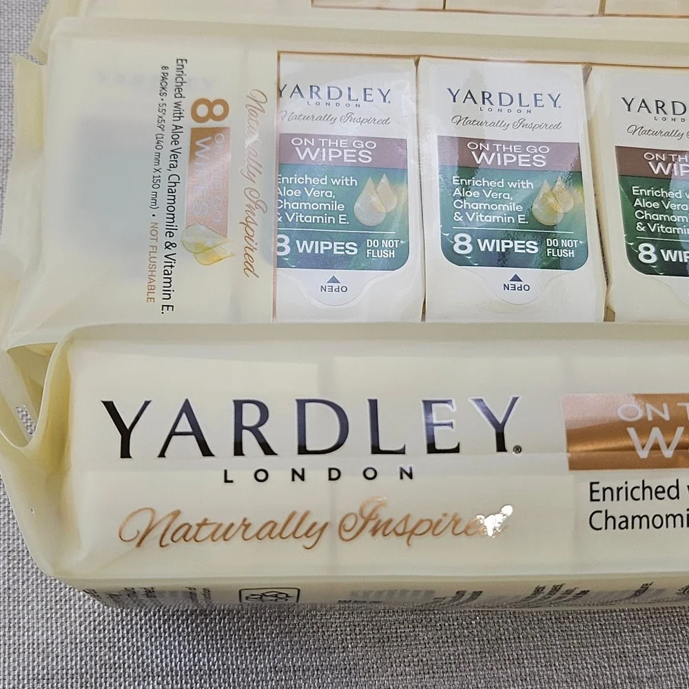 Yardley London On the Go Wipes 3pk 24ct Aloe‎ Vera Chamomile Vit-E Travel Size